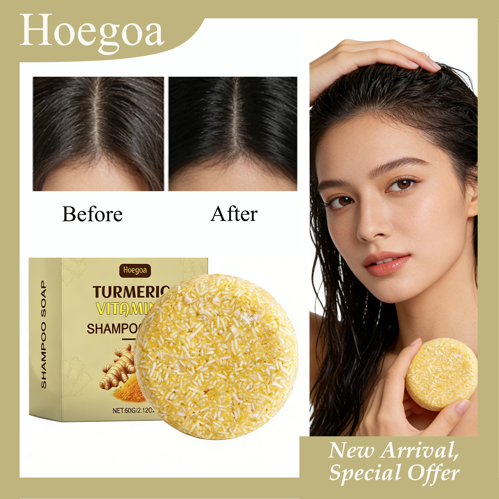 Hair Care For Hair Fall - HOEGOA 60G Shampoo Soap Nourishes And